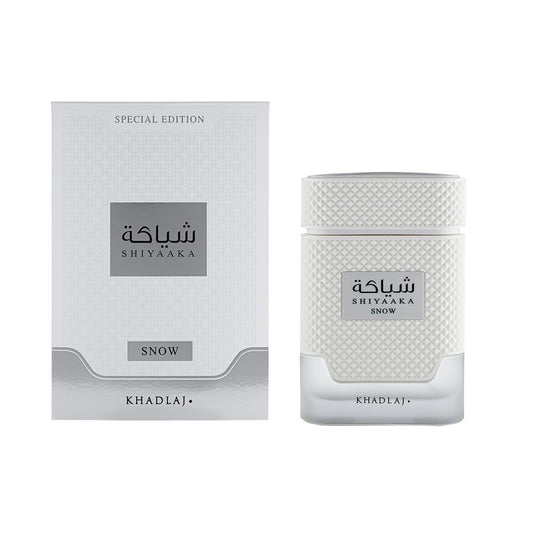 Shiyaaka Snow Special Edition perfume bottle and box in textured white design