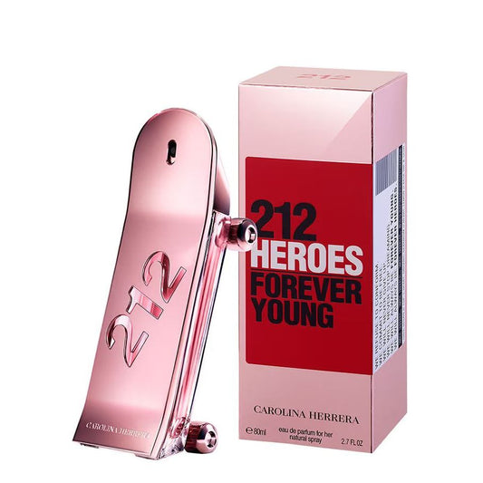 Pink Carolina Herrera 212 Heroes Forever Young perfume bottle shaped like a skateboard with matching box