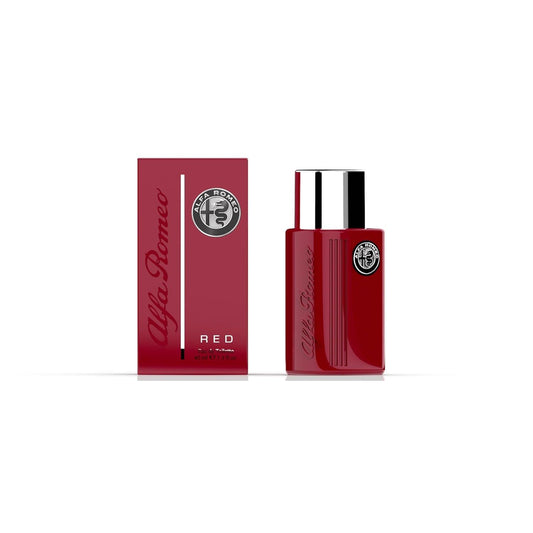 Alfa Romeo Red Eau de Toilette 40ml bottle and box, luxury designer fragrance with bold red packaging