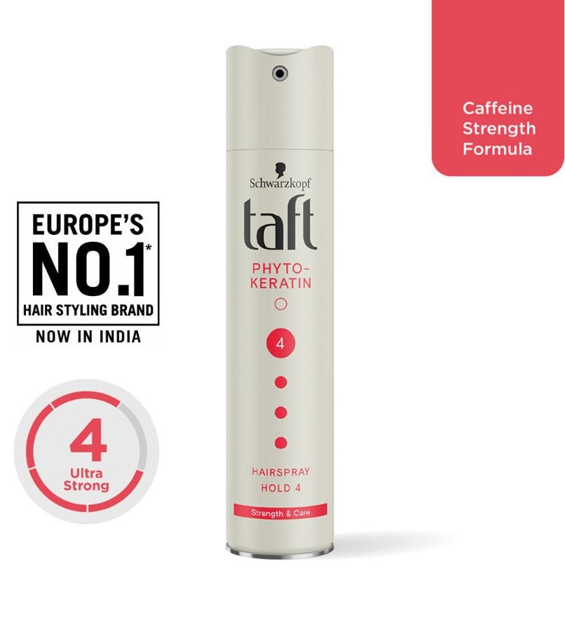 Schwarzkopf TAFT Phyto Keratin Hair Spray Hold 4 to Protect From Wind & Humidity - 250ml
