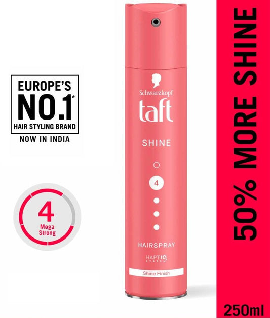 Schwarzkopf TAFT Shine Hair Spray Hold 4 for Shinner Hair with Diamond Luminizer - 250ml