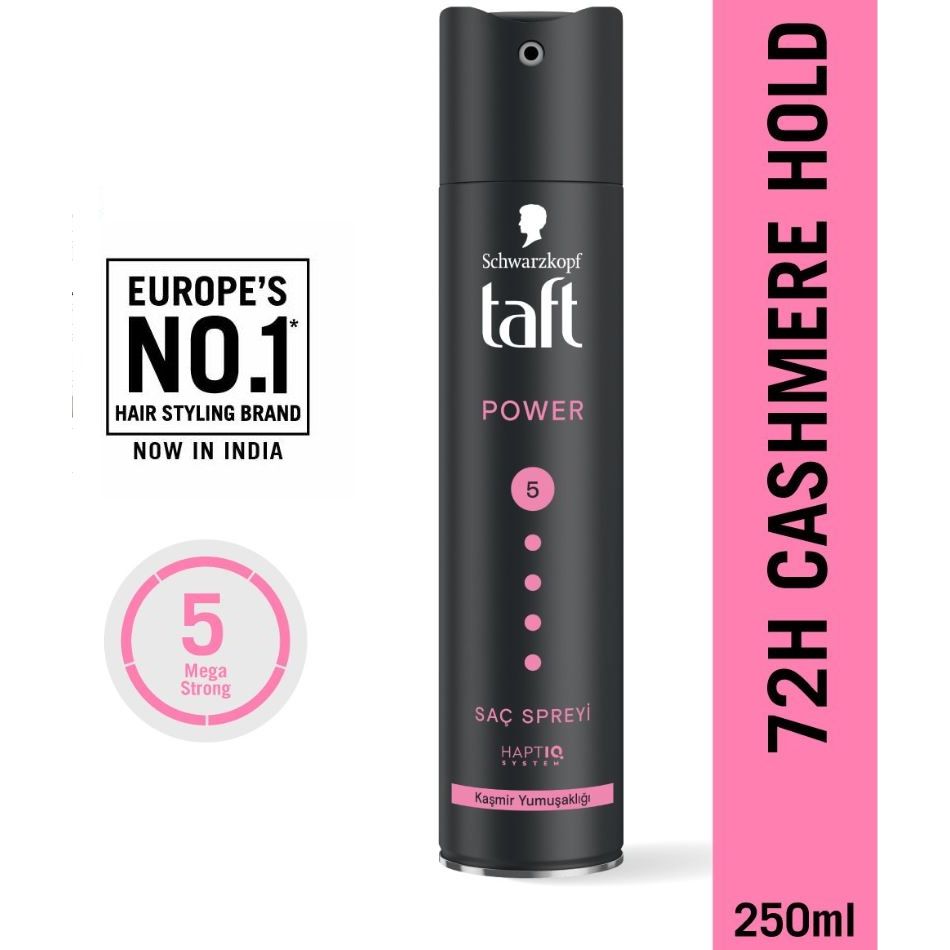 Schwarzkopf Taft Power hair spray 250ml, 72H cashmere hold, mega strong styling product.