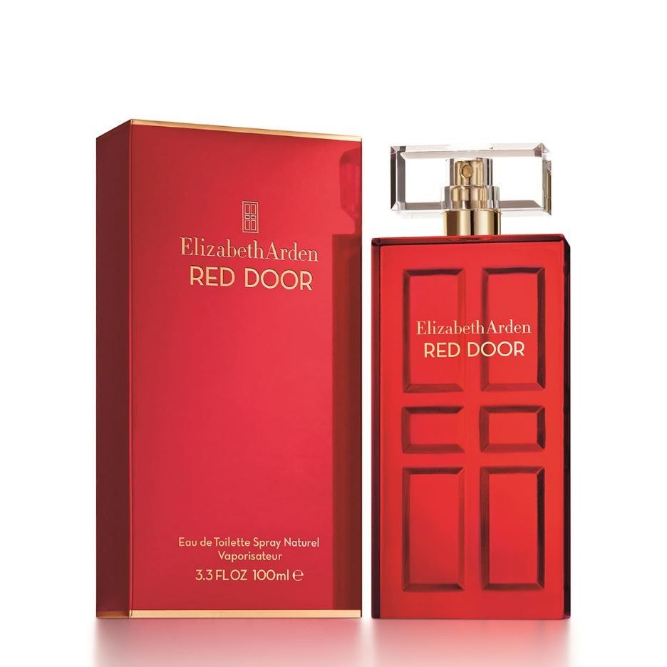 Elizabeth Arden Red Door perfume bottle and box, luxury fragrance for women