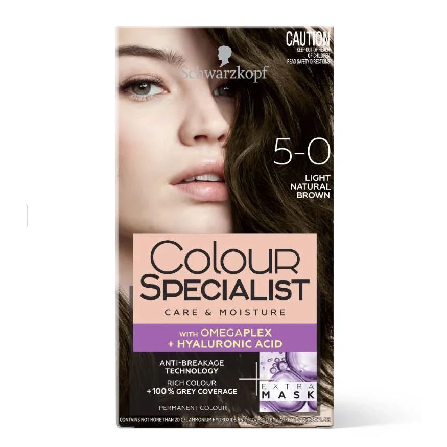 Schwarzkopf Colour Specialist hair dye box, 5-0 light natural brown, front view