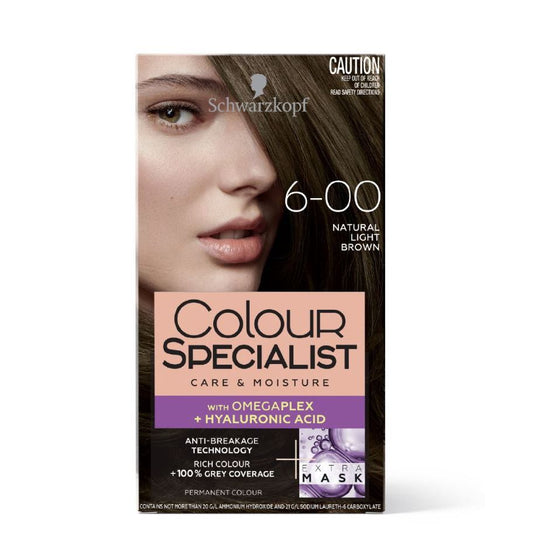 Schwarzkopf Colour Specialist 6-00 Natural Light Brown hair dye with Omegaplex & hyaluronic acid for care and moisture