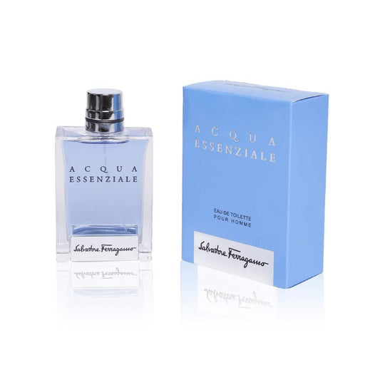 Salvatore Ferragamo Acqua Essenziale Eau de Toilette for men, luxury fragrance in sleek bottle and blue box