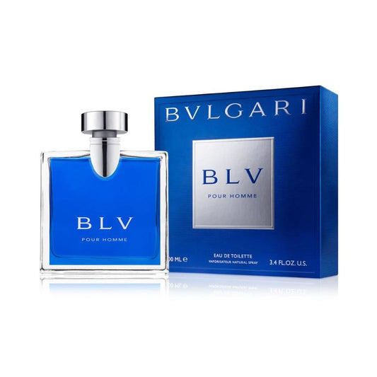 Bvlgari BLV Pour Homme Eau de Toilette, 100ml luxury men's fragrance in blue bottle and box