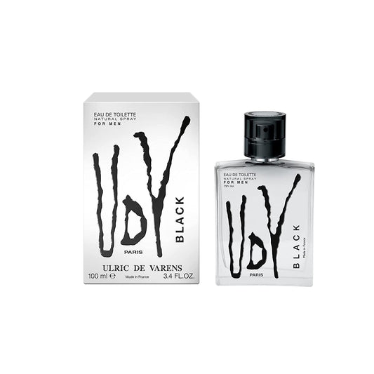 Ulric de Varens Black Eau de Toilette for Men, 100ml luxury fragrance with bold design