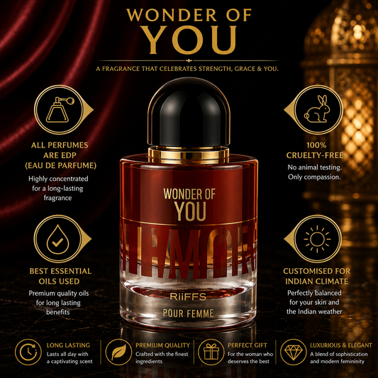 Wonder of You perfume by Riiffs Pour Femme – luxury oud fragrance, long-lasting, cruelty-free, crafted for Indian climate