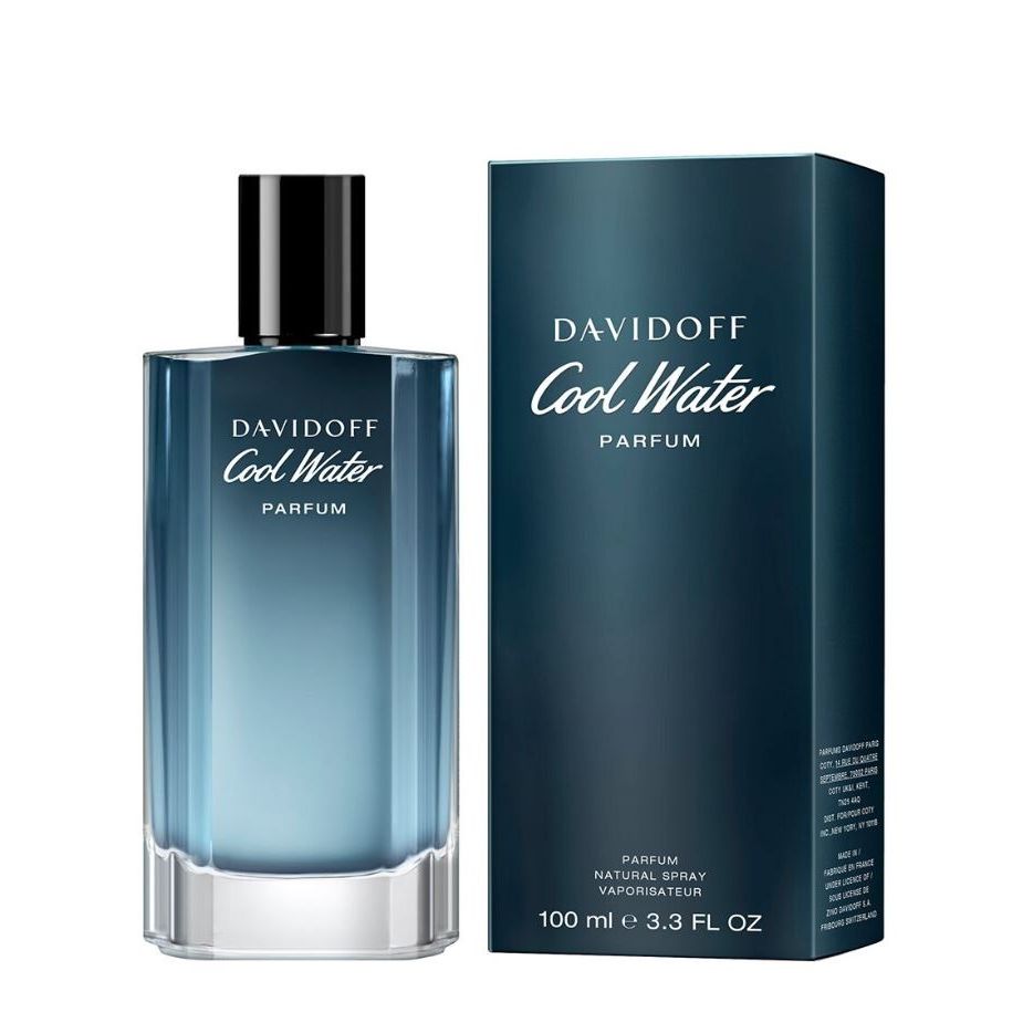 Davidoff Cool Water Parfum 100ml blue bottle with matching box for men