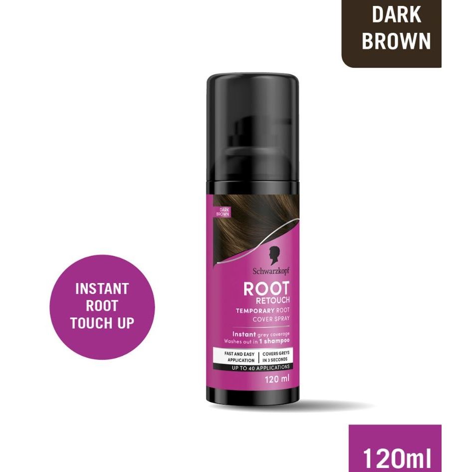 Schwarzkopf Root Retouch temporary root cover spray in dark brown, 120ml bottle