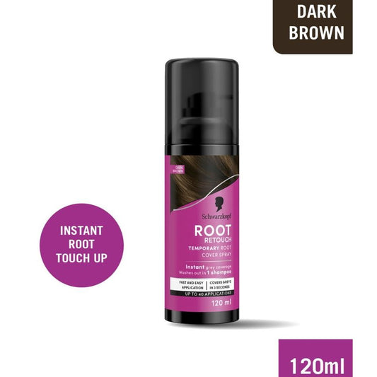 Schwarzkopf Root Retouch Temporary Spray in Dark Brown, 120ml for instant grey coverage