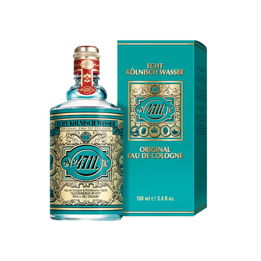 4711 Original Eau de Cologne bottle and box, luxury fragrance with teal and gold design