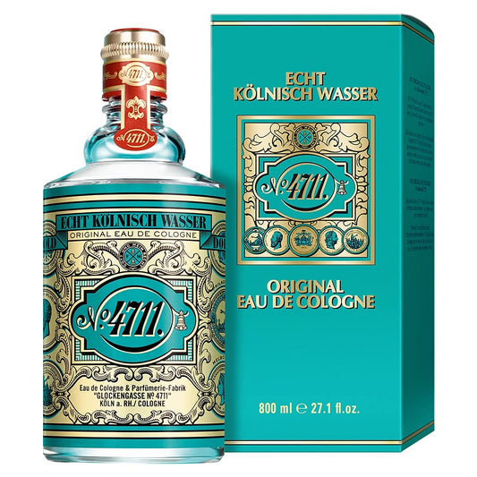 4711 Original Eau de Cologne bottle and box, luxury fragrance with teal and gold design