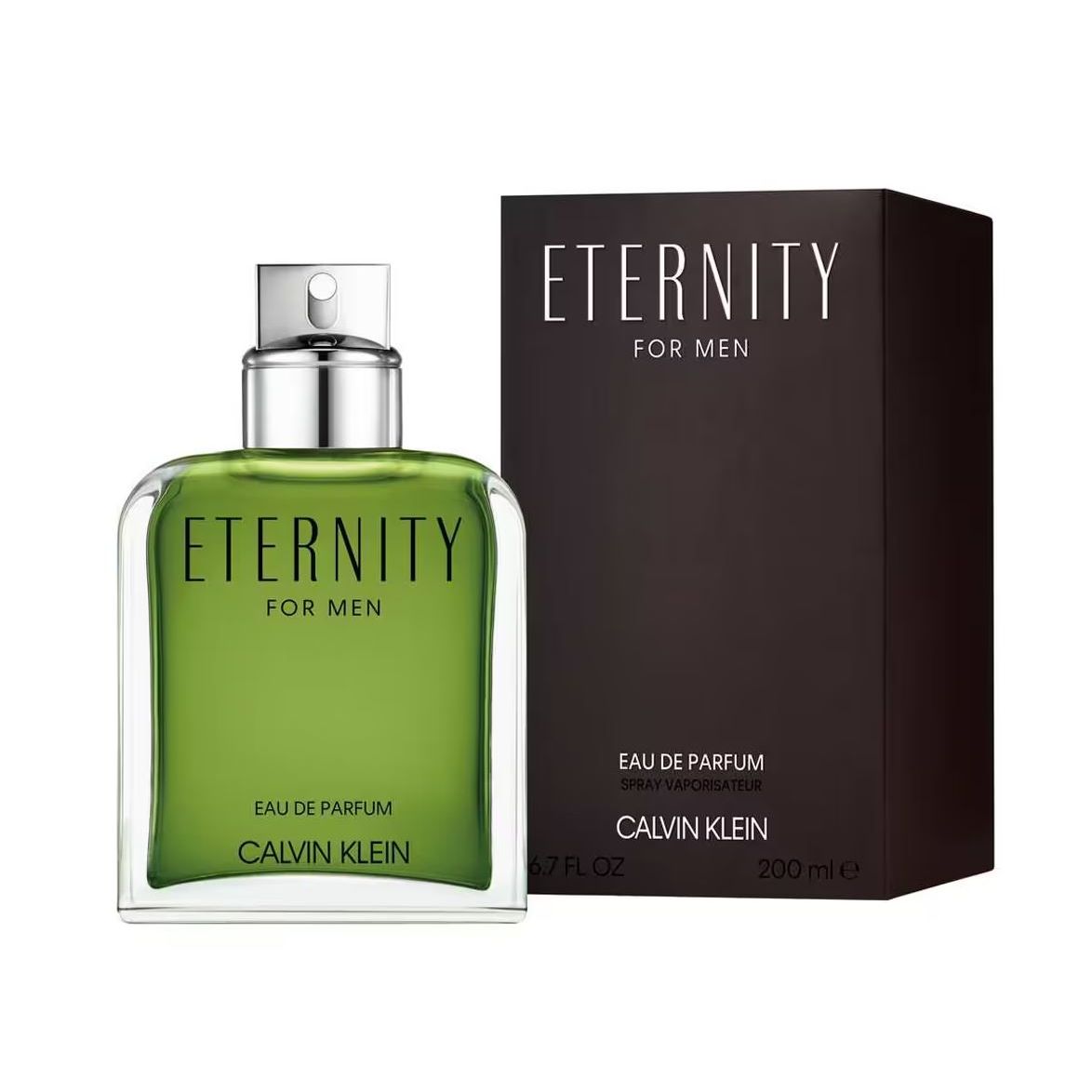 Eternity For Men green perfume bottle and box, Eau de Parfum 200ml, Calvin Klein