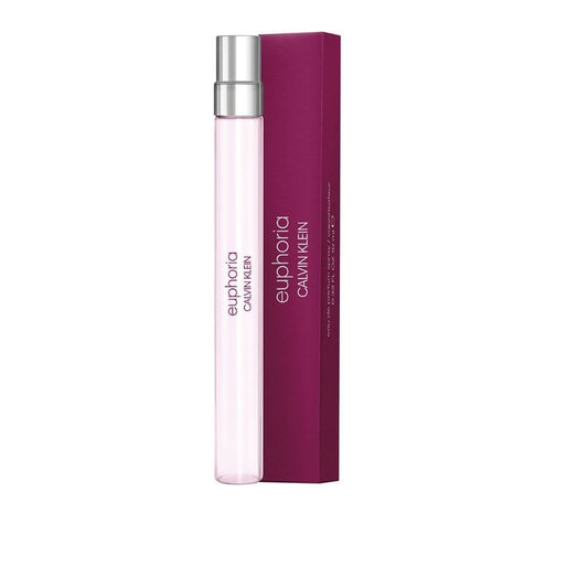 Euphoria Calvin Klein 10ml eau de parfum spray with matching purple box on white background