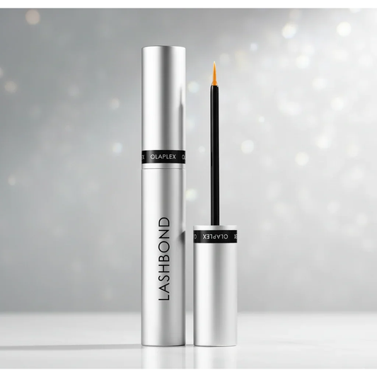 Olaplex Lashbond Eyelash Bond Building Serum in a silver tube with applicator wand.