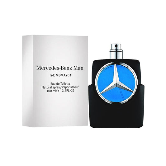 Mercedes-Benz Man Eau de Toilette 100ml bottle with blue star logo, luxury men's fragrance