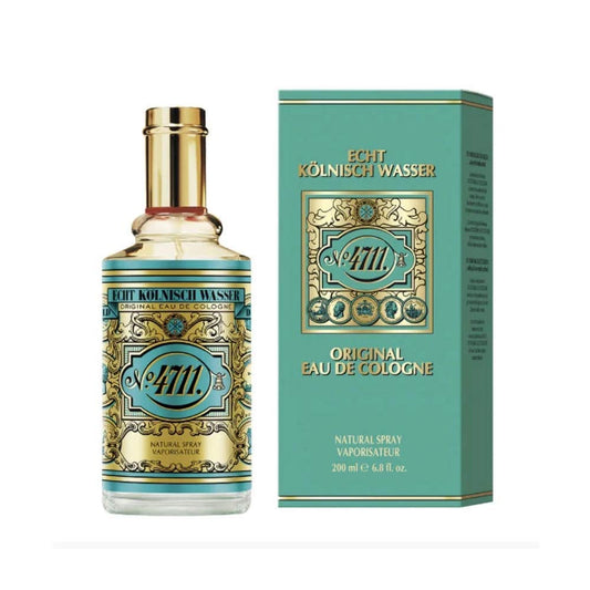 4711 Echt Kölnisch Wasser Original Eau de Cologne bottle and box, luxury fragrance with gold accents