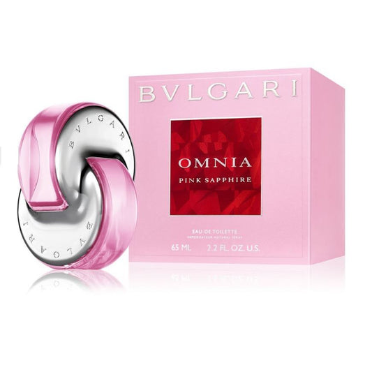 Bvlgari Omnia Pink Sapphire Eau de Toilette 65ml, luxury pink perfume bottle with elegant packaging