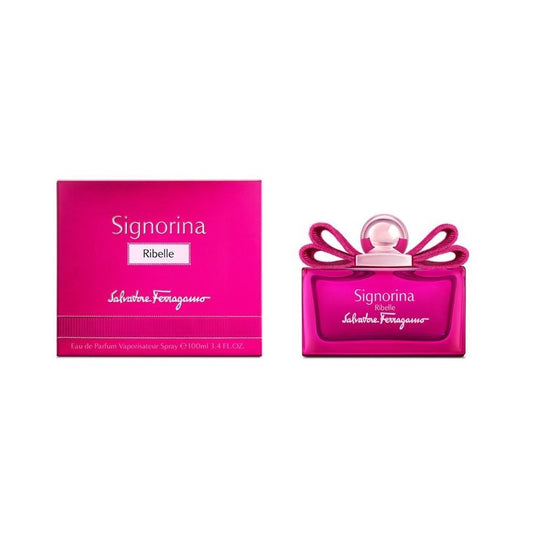 Signorina Ribelle pink perfume bottle and box, 100ml eau de parfum