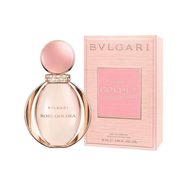 Bvlgari Rose Goldea Eau de Parfum 90ml bottle and pink packaging for women.