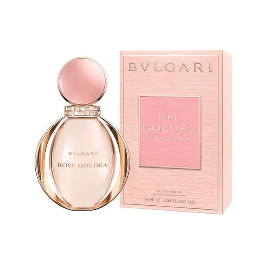 Bvlgari Rose Goldea Eau de Parfum 90ml bottle and pink packaging for women.
