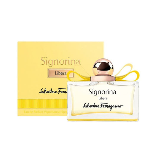 Signorina Libera Eau de Parfum 100ml perfume bottle with matching yellow box