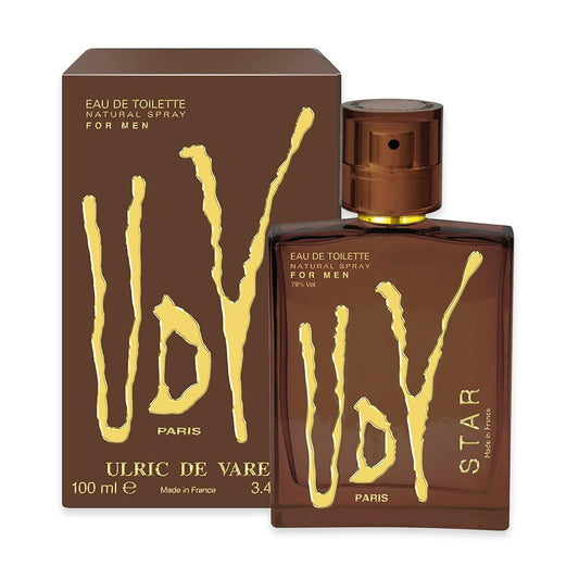 Ulric de Varens Star for Men Eau de Toilette, 100ml luxury French fragrance with gold accents