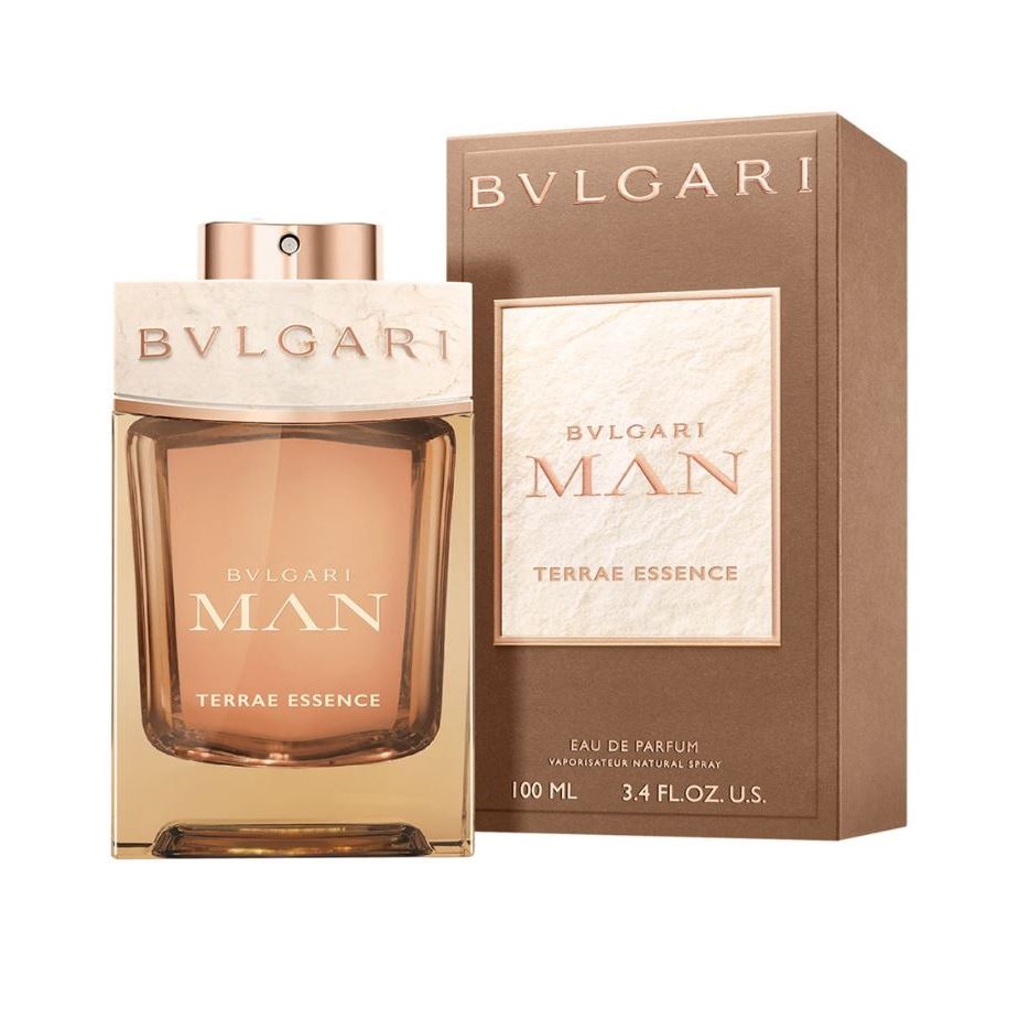 Bvlgari Man Terrae Essence 100ml eau de parfum bottle and box, luxury men's fragrance