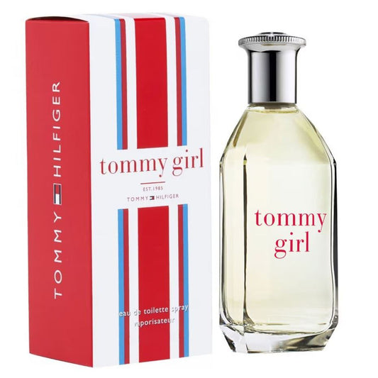 Tommy Girl eau de toilette spray by Tommy Hilfiger, luxury designer perfume with red and blue striped packaging