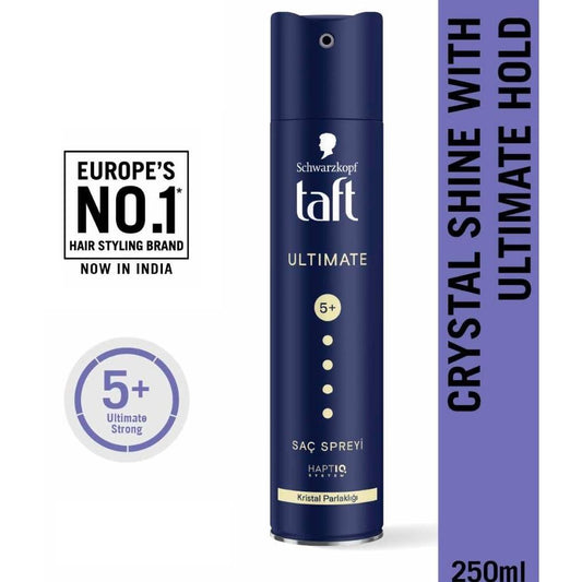 Schwarzkopf Taft Ultimate Hair Spray 250ml – Crystal Shine with Ultimate Hold, 5+ Strong Hold