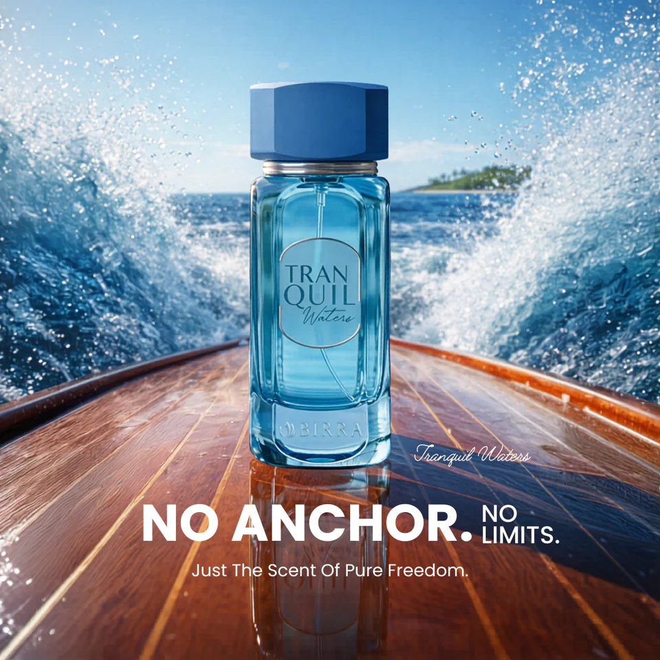 BIRRA Tranquil Waters Eau De Parfum, Fresh Aquatic Citrus Scent, Long-Lasting Natural Spray, 100ml