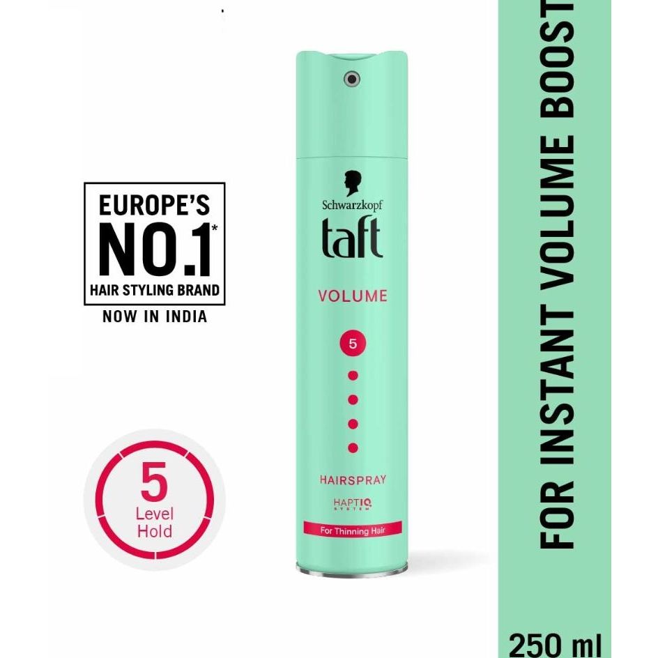 Schwarzkopf Taft Volume Hairspray 5 level hold, instant volume boost, 250ml bottle.