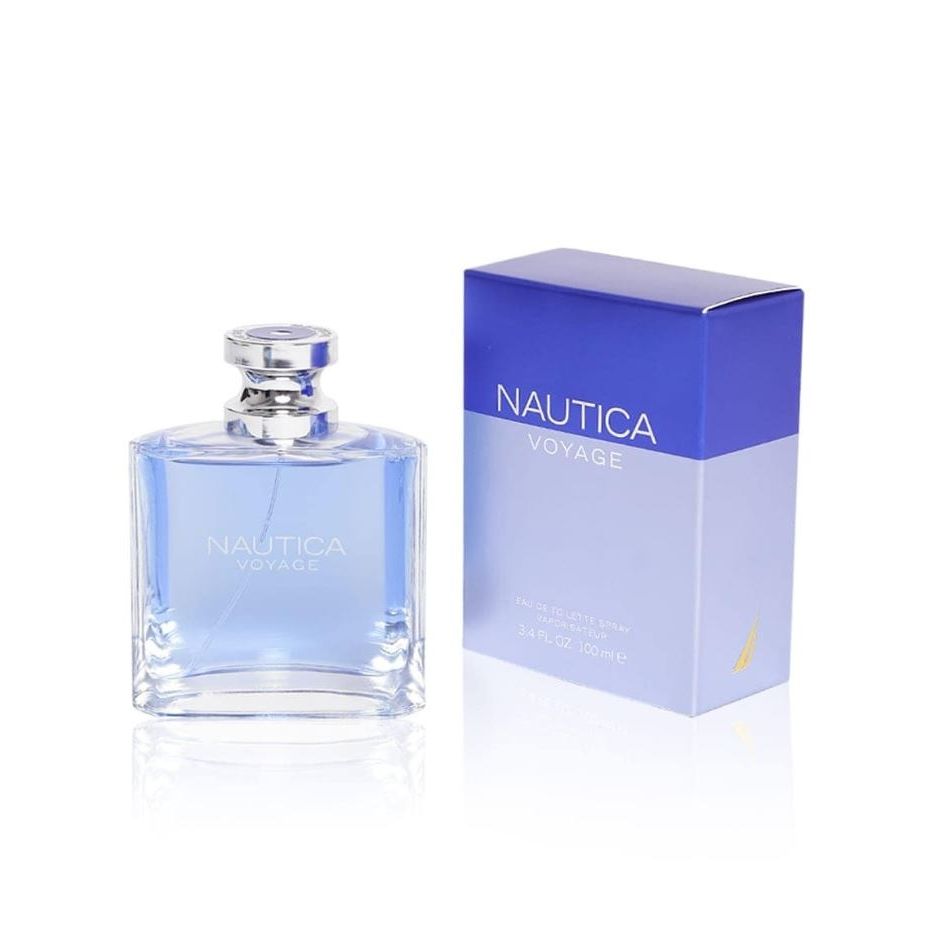 Nautica Voyage Eau de Toilette 100ml bottle with matching blue packaging box