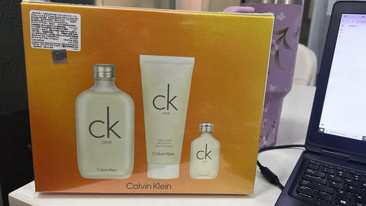 Calvin Klein CK One perfume gift set with body wash and mini bottle, luxury fragrance collection