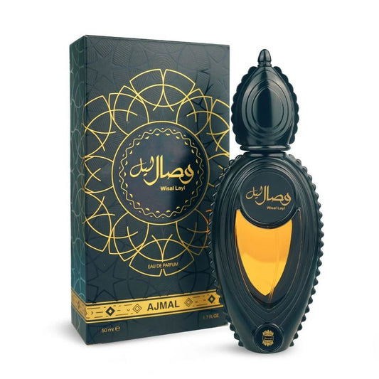 Wisal Layl Eau de Parfum 50ml with ornate black and gold bottle and matching box