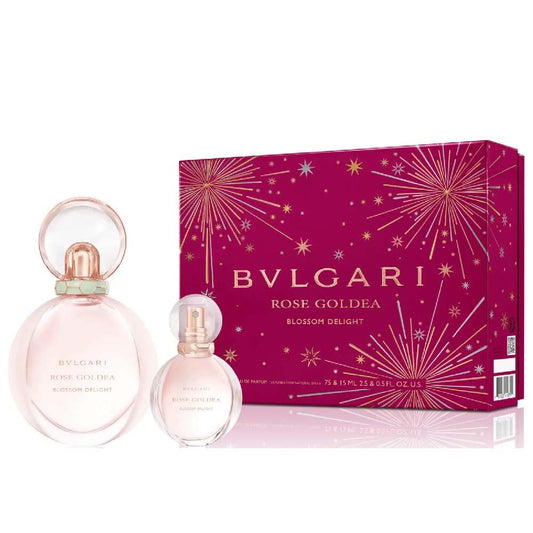 Bvlgari Rose Goldea Blossom Delight perfume set with festive gift box, luxury fragrance for women