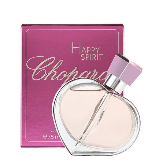 Chopard Happy Spirit perfume in a pink heart-shaped bottle with matching box, 75ml
