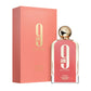 Afnan 9am Pour Femme perfume bottle and pink box with gold accents, luxury fragrance