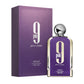 Afnan 9 PM Pour Femme perfume bottle with matching purple box, 100ml eau de parfum.