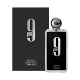 Afnan 9pm Eau de Parfum 100ml bottle and box, elegant black packaging fragrance