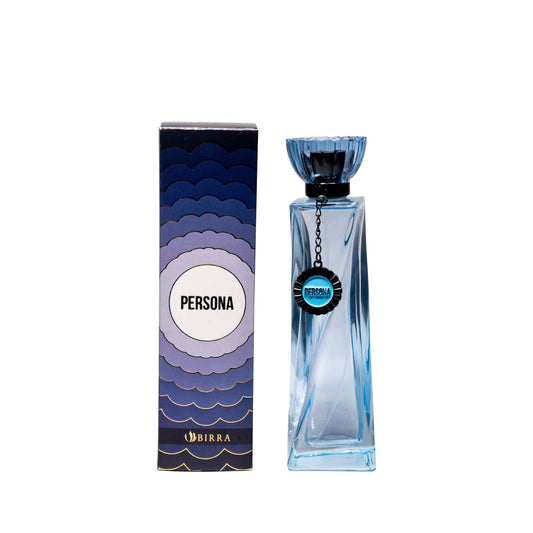 Persona perfume bottle with matching blue packaging, luxury fragrance beauty product