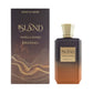 Island Vanilla Dunes perfume bottle and box with gold and brown gradient design