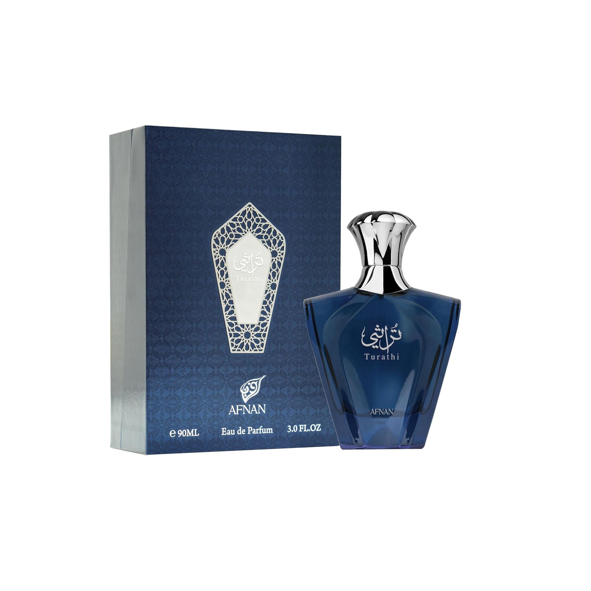 Turathi by AFNAN Eau de Parfum, 90ml luxury Arabic fragrance with ornate blue bottle and box