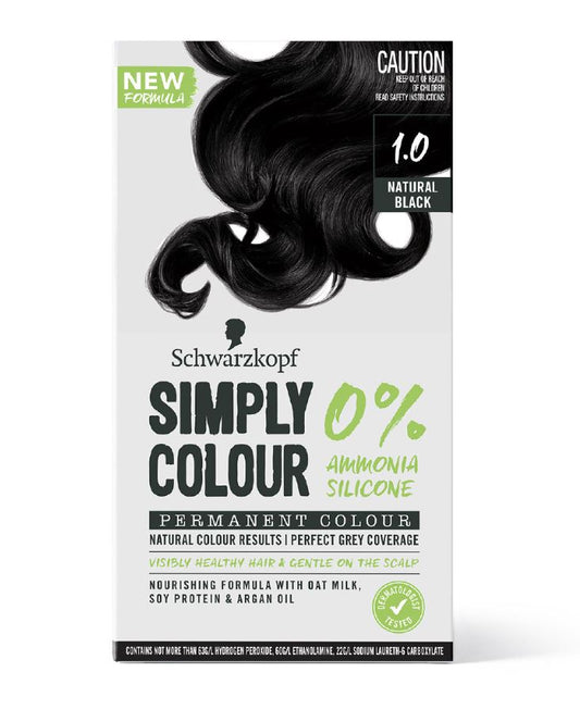 Schwarzkopf Simply Colour Permanent Hair Colour 142.5ml - Natural Black 1.00