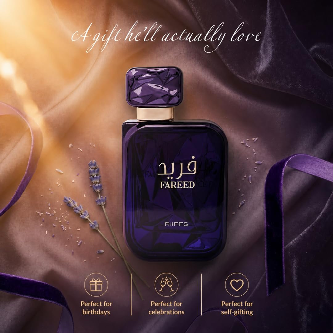 RiiFFS Fareed Eau de Parfum for Men | Long Lasting Fresh Spicy Perfume with Cucumber, Cardamom & Amber | Luxury Arabic Fragrance | 100ml