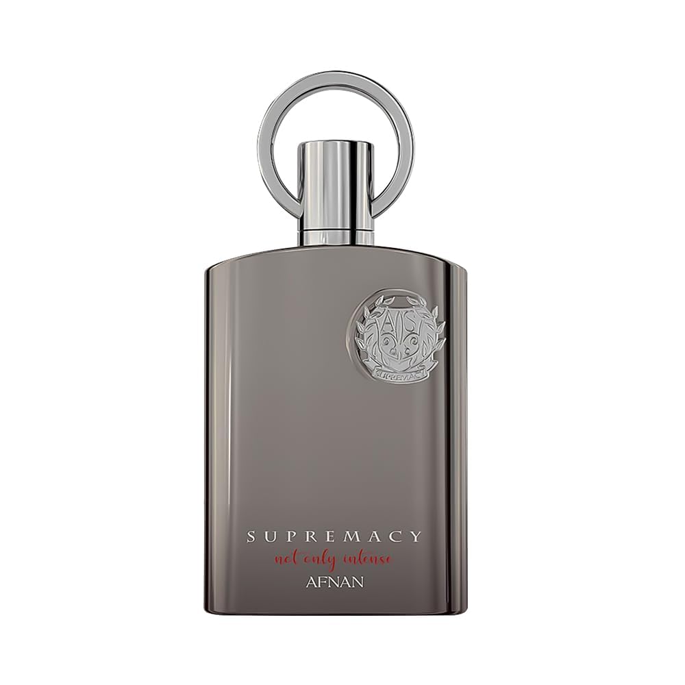 Supremacy by Afnan perfume bottle, luxury oud fragrance with sleek metallic design and emblem detail