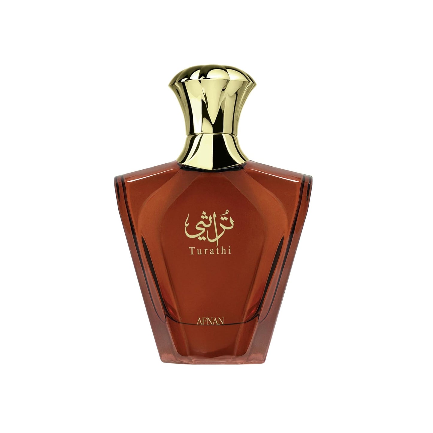 Turathi AFNAN luxury Arabic perfume bottle with gold cap and elegant design