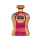 Luxury perfume bottle with gold and pink design, embossed 'HIGHNESS' label and crown.